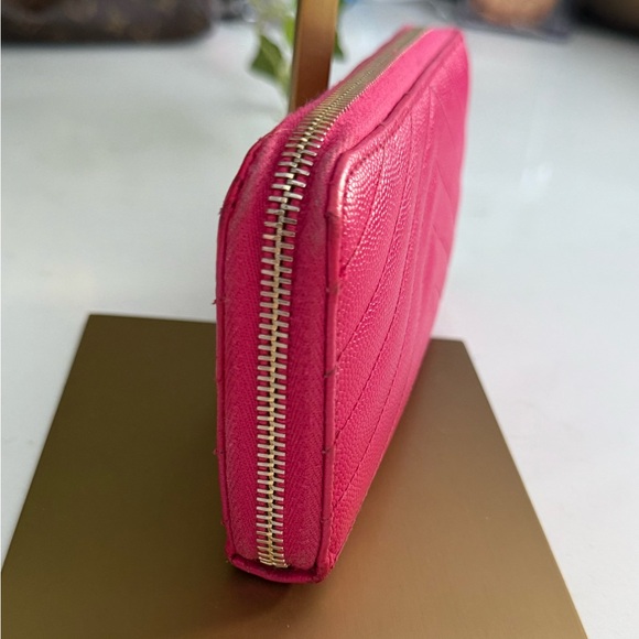 Saint Laurent Paris authentic round zipper long wallet fuchsia pink cowhide - Picture 6 of 16